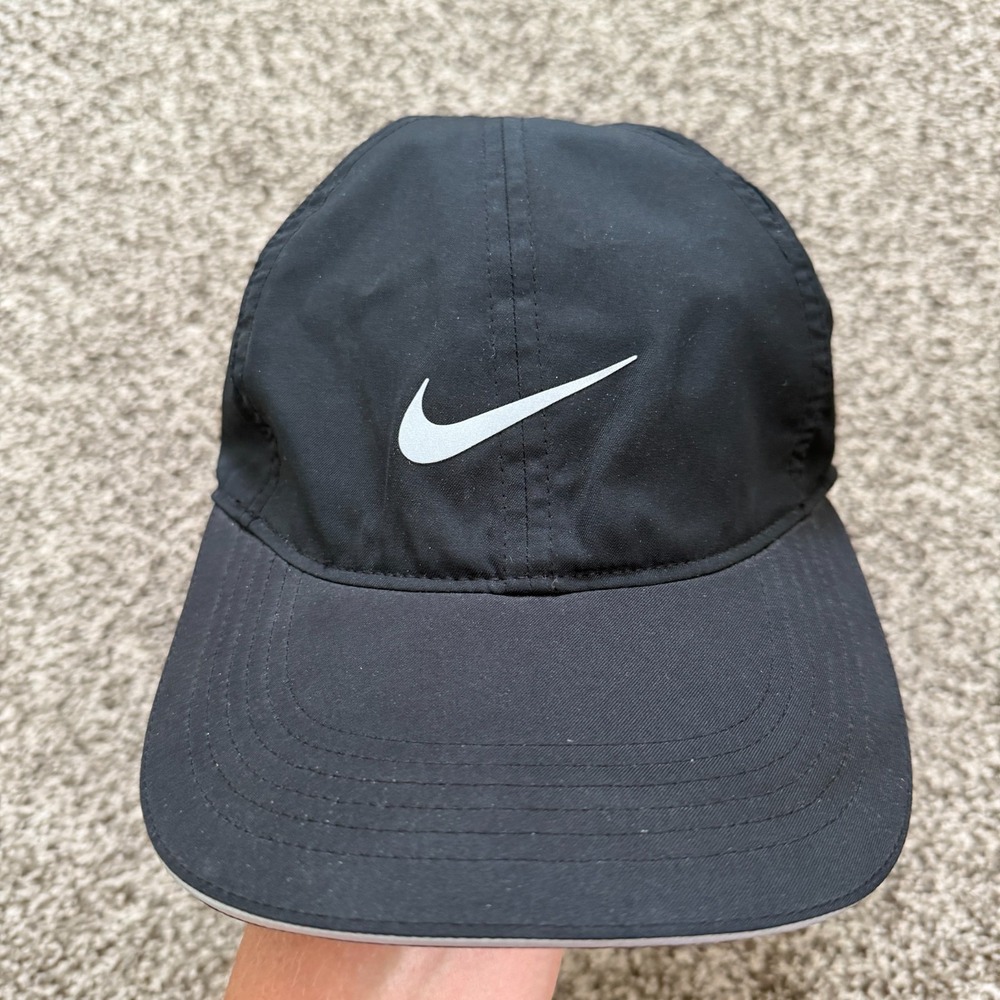 Nike Featherlight Running Hat Black Cap One Size Running Hike Sport Adjustable